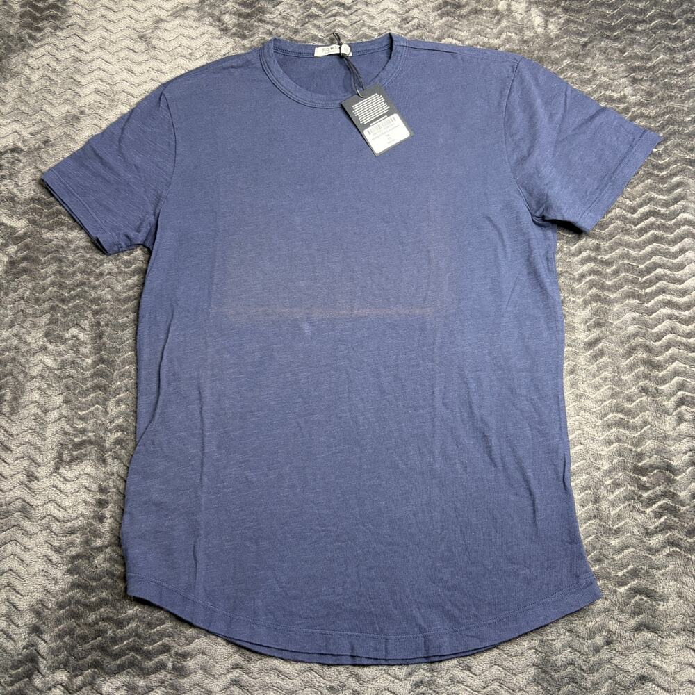 Buck Mason Midnight Slub Curved Hem Tee Mens Size XS Navy NWT